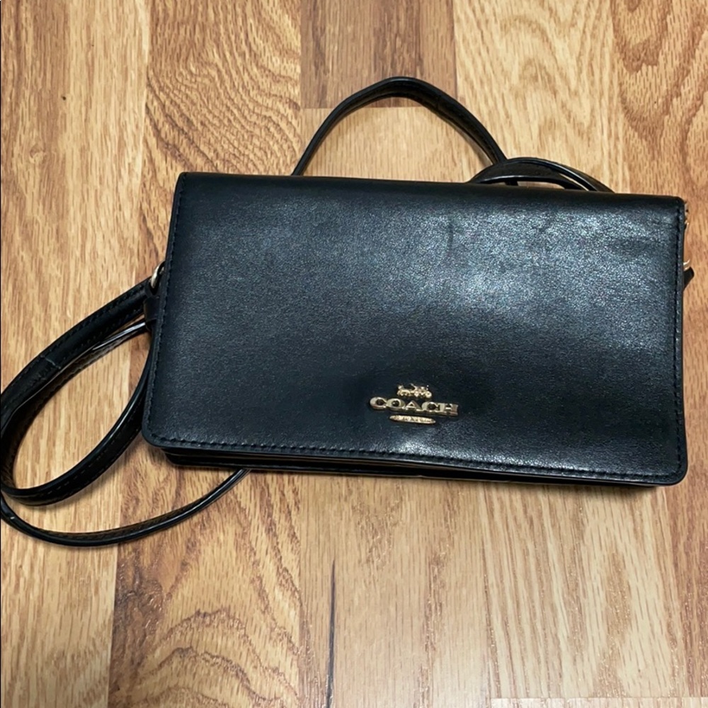 Coach black crossbody wallet
